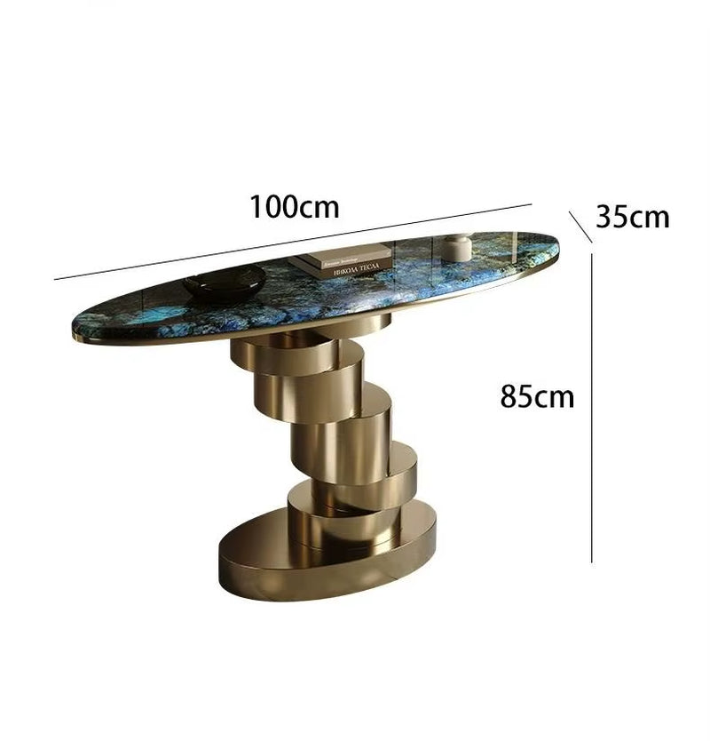 Unique Design Villa Entrance Furniture Stainless Steel Frame Console Table White Marble Table