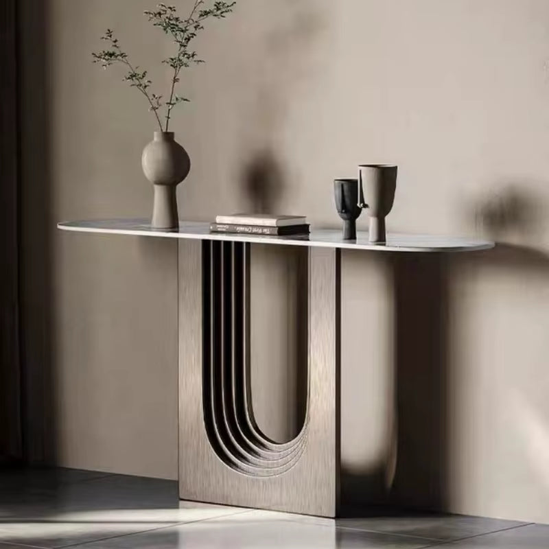 Living Room Furniture Designer Console Table with Marble Top Hotel Table White Marble Console Table Modern