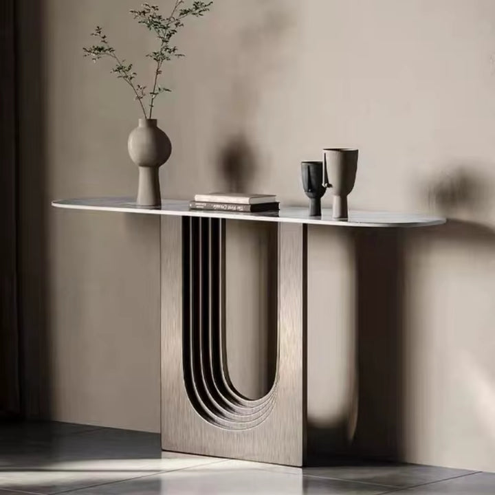 Living Room Furniture Designer Console Table with Marble Top Hotel Table White Marble Console Table Modern