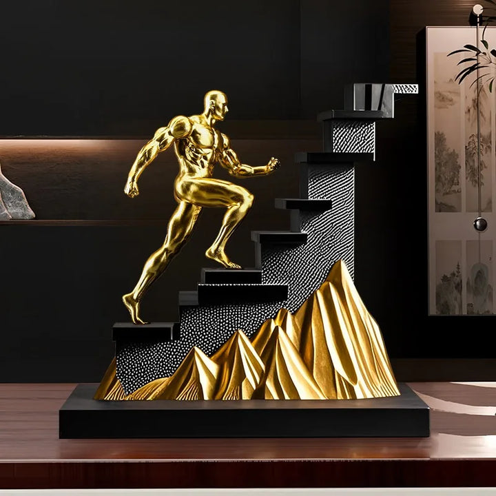 Modern Abstract Climbers Sculpture – Vintage Resin Desktop Decor