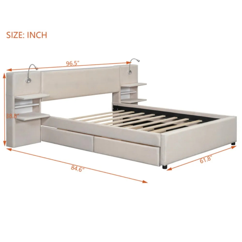 Italian designed Velvet House Bed Frame with Storage Space Modern Living
