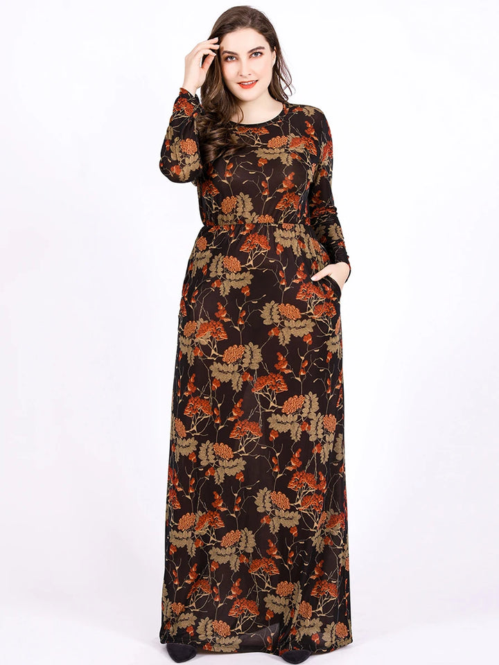 New Woman Autumn Winter Long Sleeve Muslim Abayas Dress
