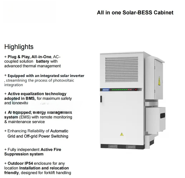 All-In-One Solar Panel System with 30KW Inverter Solar-Bess Cabinet - Charging Station Included