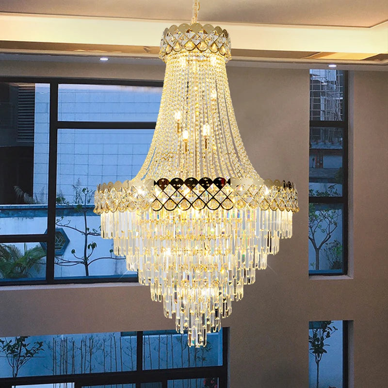 Luxury Gold Leaf Pendant Light | Modern Crystal LED Chandelier for Villas, Hotels &amp; Living Rooms