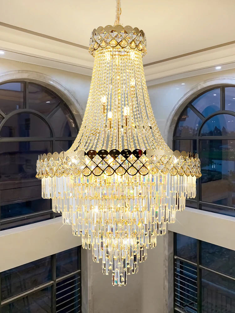 Luxury Gold Leaf Pendant Light | Modern Crystal LED Chandelier for Villas, Hotels &amp; Living Rooms