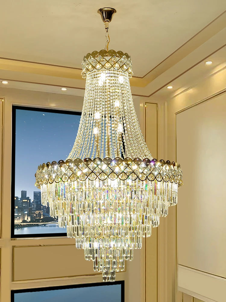 Luxury Gold Leaf Pendant Light | Modern Crystal LED Chandelier for Villas, Hotels &amp; Living Rooms