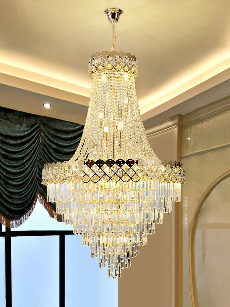 Luxury Gold Leaf Pendant Light | Modern Crystal LED Chandelier for Villas, Hotels &amp; Living Rooms