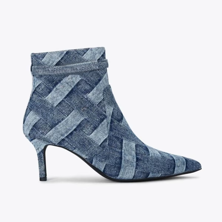 Women's Cowhide Western Boots – Embroidered Square Toe Mid-Heel Ankle Boots with Buckle