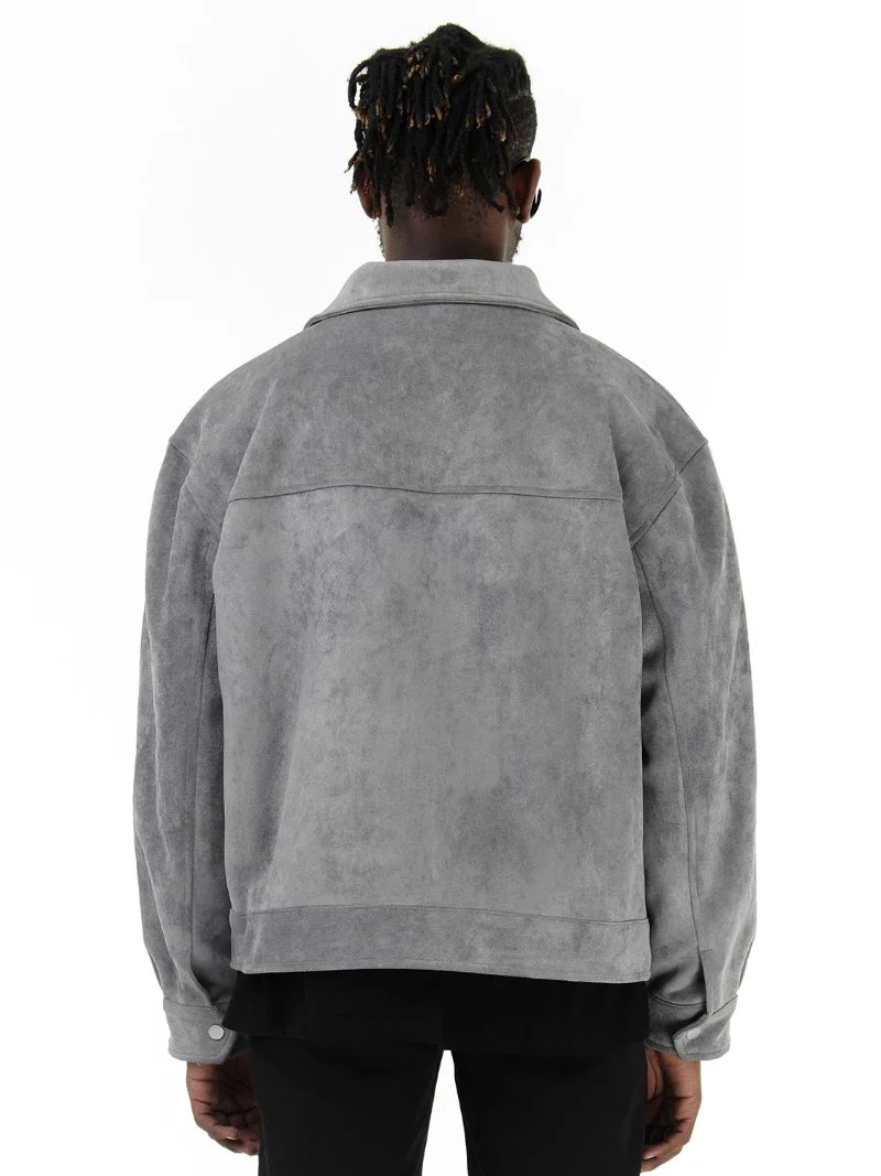 Men’s Oversized Suede Jacket – Casual Autumn Windbreaker Jacket