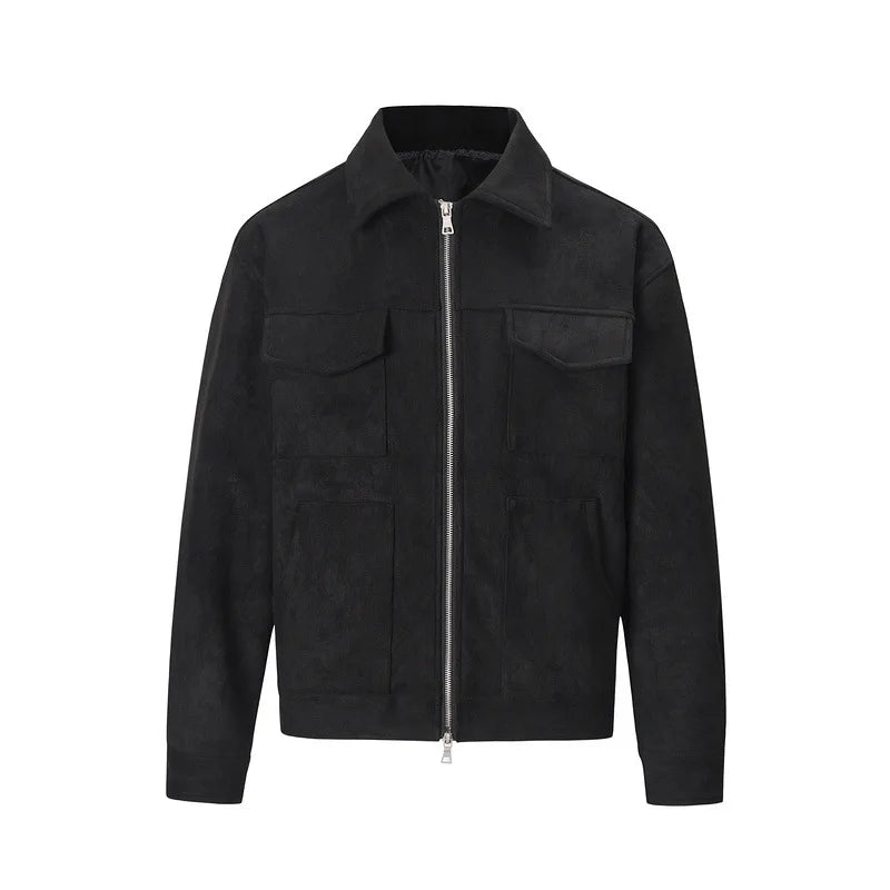Men’s Oversized Suede Jacket – Casual Autumn Windbreaker Jacket