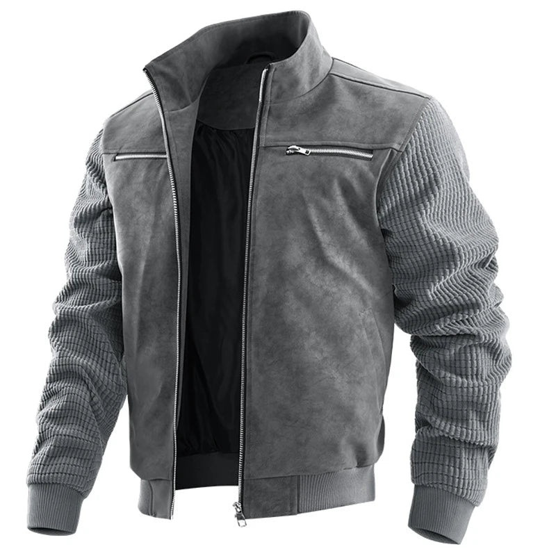 Men’s Vintage Suede Stand Collar Jacket