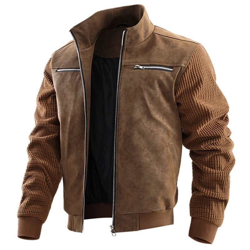 Men’s Vintage Suede Stand Collar Jacket