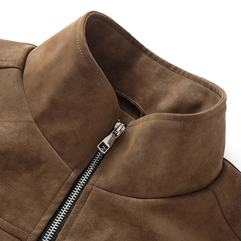 Men’s Vintage Suede Stand Collar Jacket