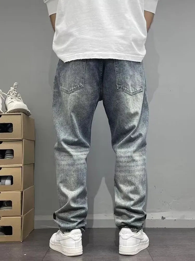 New Men’s Printed Straight-Leg Denim Pants