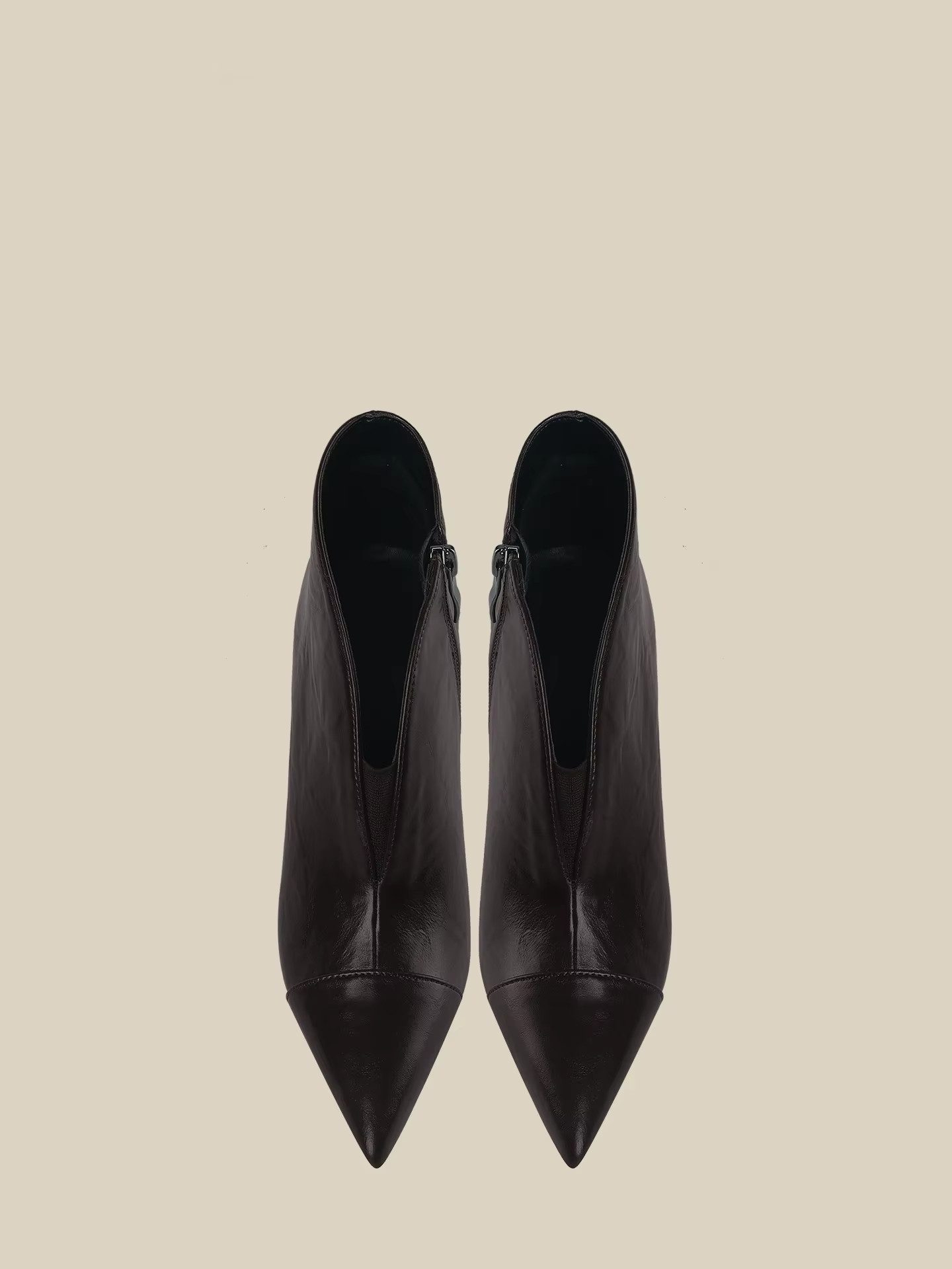 Women's Black Leather Pointed-Toe Stiletto Ankle Boots