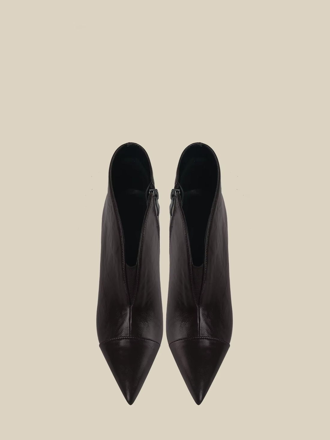 Women's Black Leather Pointed-Toe Stiletto Ankle Boots