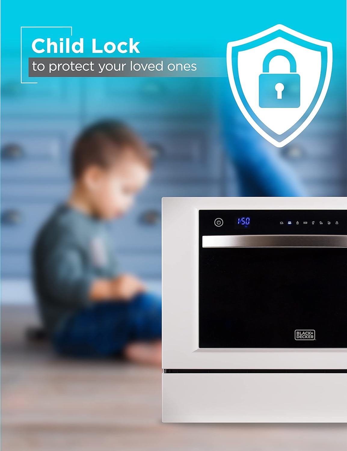 Premium 7 Wash Cycles, Faucet Hookup, Child Lock, Space-Saving Dishwasher for Apartments, RVs & Small Kitchens