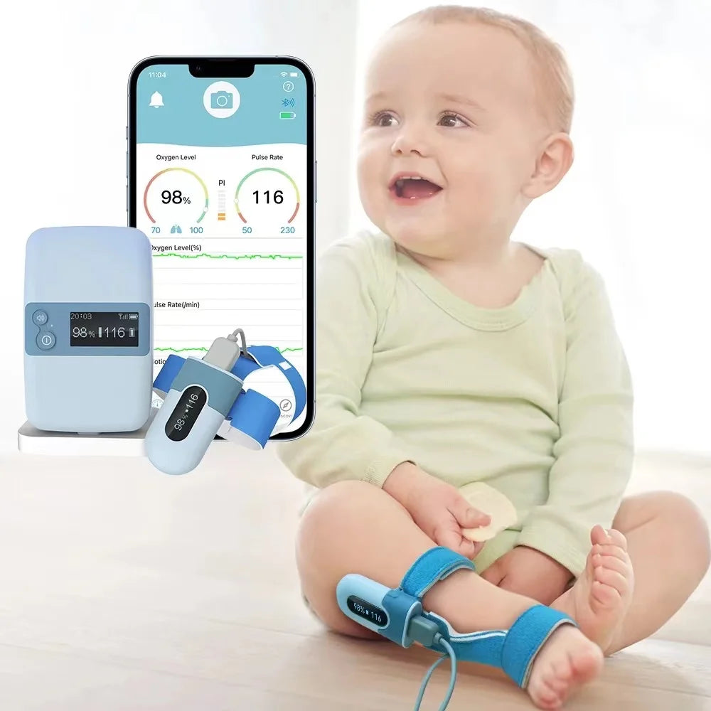 New 2024 - Fusion Multifunction Babyo2 S2 Rechargeable Bluetooth Smart Audio Reminder Wearable Baby Oximeter Spo2 Sleep Heart Rate Baby Blood Oxygen Monitor