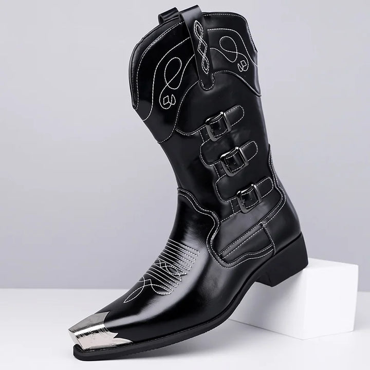Modern Men's Gothic Motorcycle Leather Knight Boots