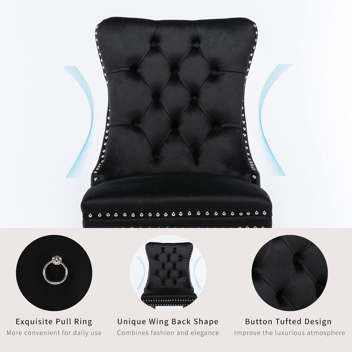 Modern Velvet Dining Chairs Set of 2 – Upholstered Kitchen &amp; Dining Room Accent Chairs with Comfortable Backrest