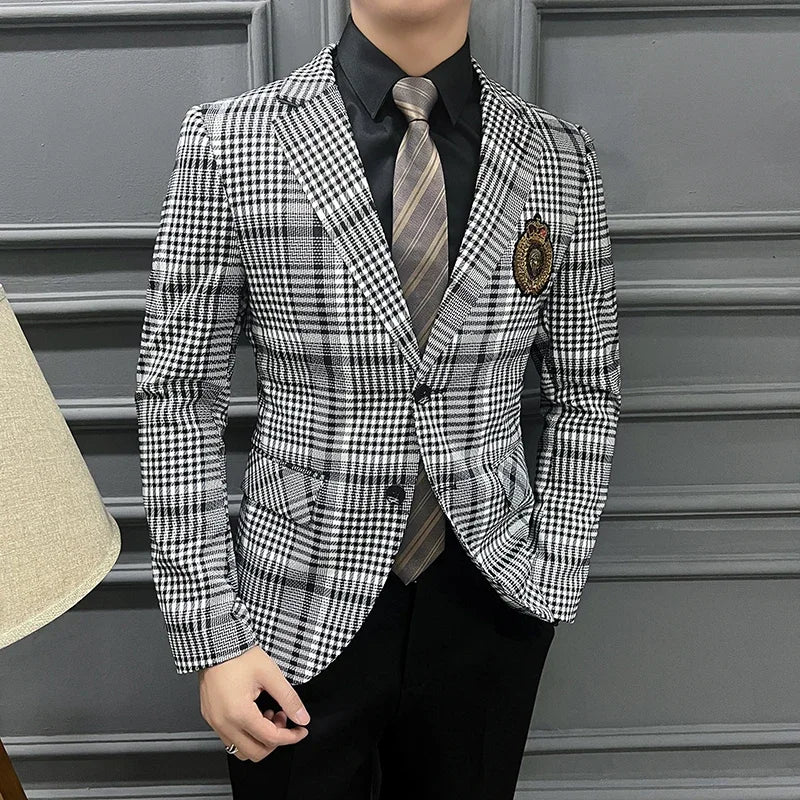Men's British Style Slim-Fit Blazer – Business Casual Formal Wedding Blazer