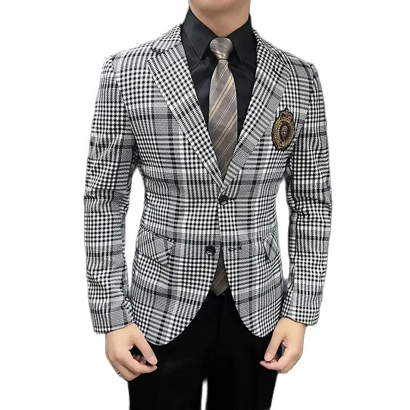 Men's British Style Slim-Fit Blazer – Business Casual Formal Wedding Blazer
