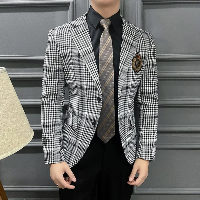 Men's British Style Slim-Fit Blazer – Business Casual Formal Wedding Blazer