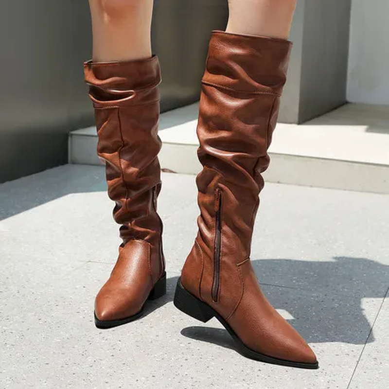 Women’s Pointed Toe Low Heel Long Boots