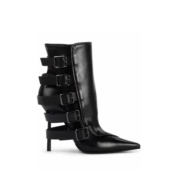 New Black Belt Buckle Knee High Boots for Women