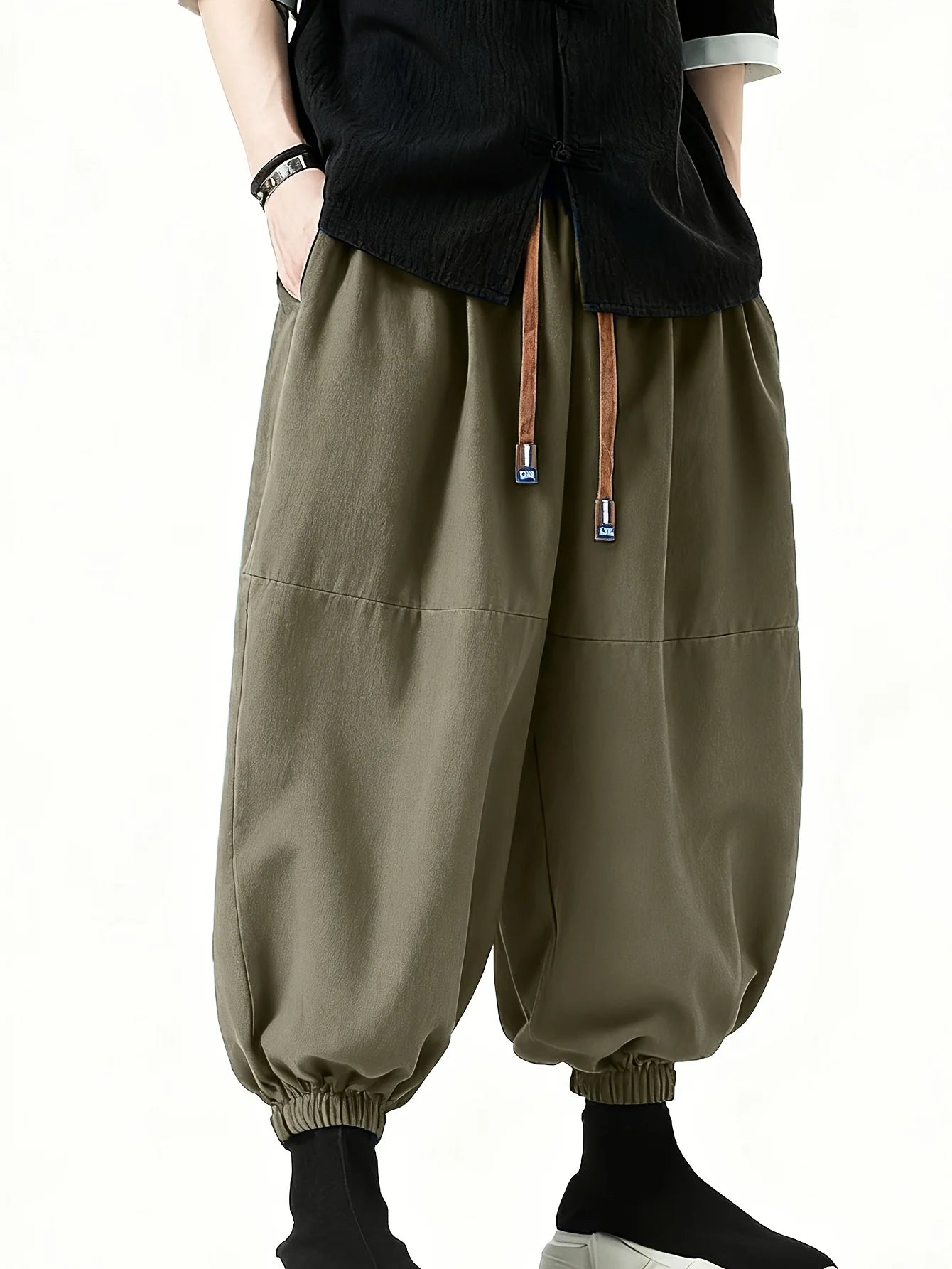 Men’s Korean Style Harem Pants – Loose Fit Cotton Casual Trousers, Streetwear Jogger Pants