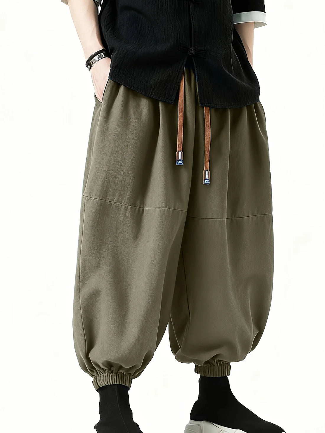 Men’s Korean Style Harem Pants – Loose Fit Cotton Casual Trousers, Streetwear Jogger Pants