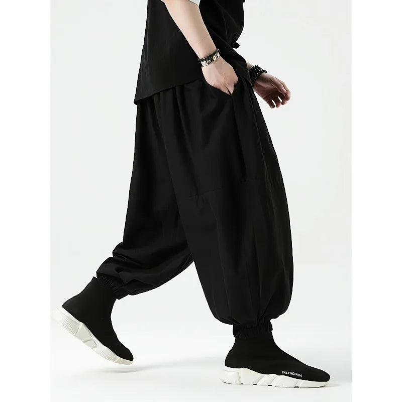 Men’s Korean Style Harem Pants – Loose Fit Cotton Casual Trousers, Streetwear Jogger Pants