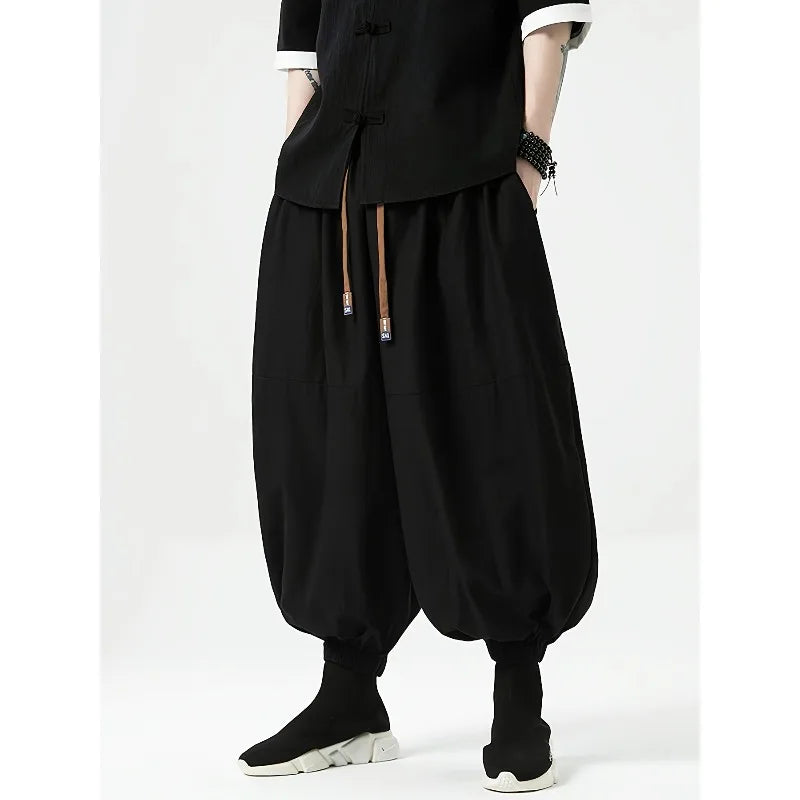 Men’s Korean Style Harem Pants – Loose Fit Cotton Casual Trousers, Streetwear Jogger Pants