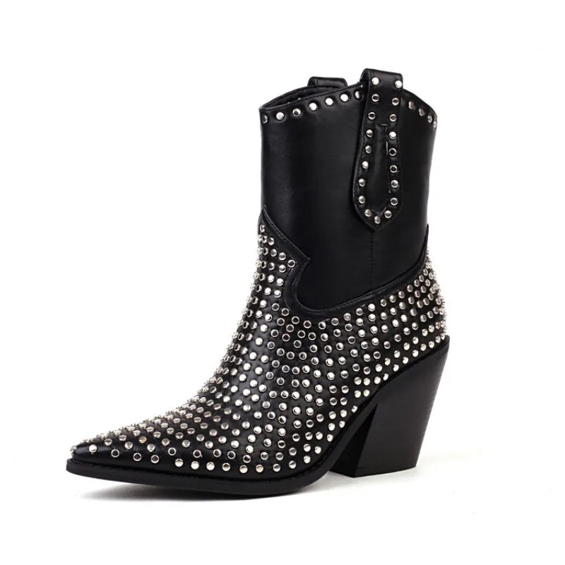 Modern Western Chelsea Boots for Women – 8cm Thick Heel Women Ankle Boots