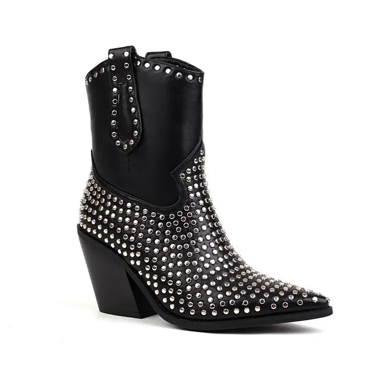 Modern Western Chelsea Boots for Women – 8cm Thick Heel Women Ankle Boots