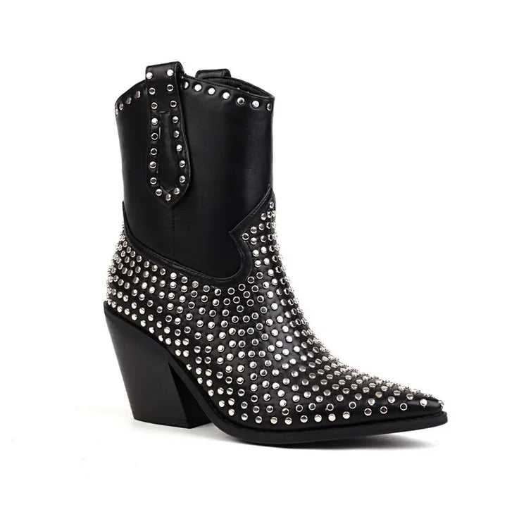 Modern Western Chelsea Boots for Women – 8cm Thick Heel Women Ankle Boots