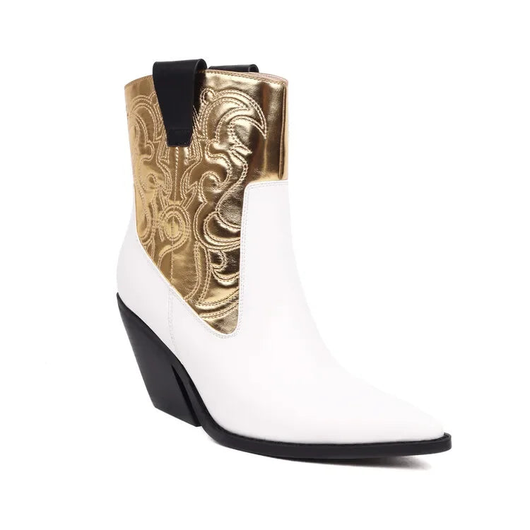 Modern Western Chelsea Boots for Women – 8cm Thick Heel Women Ankle Boots