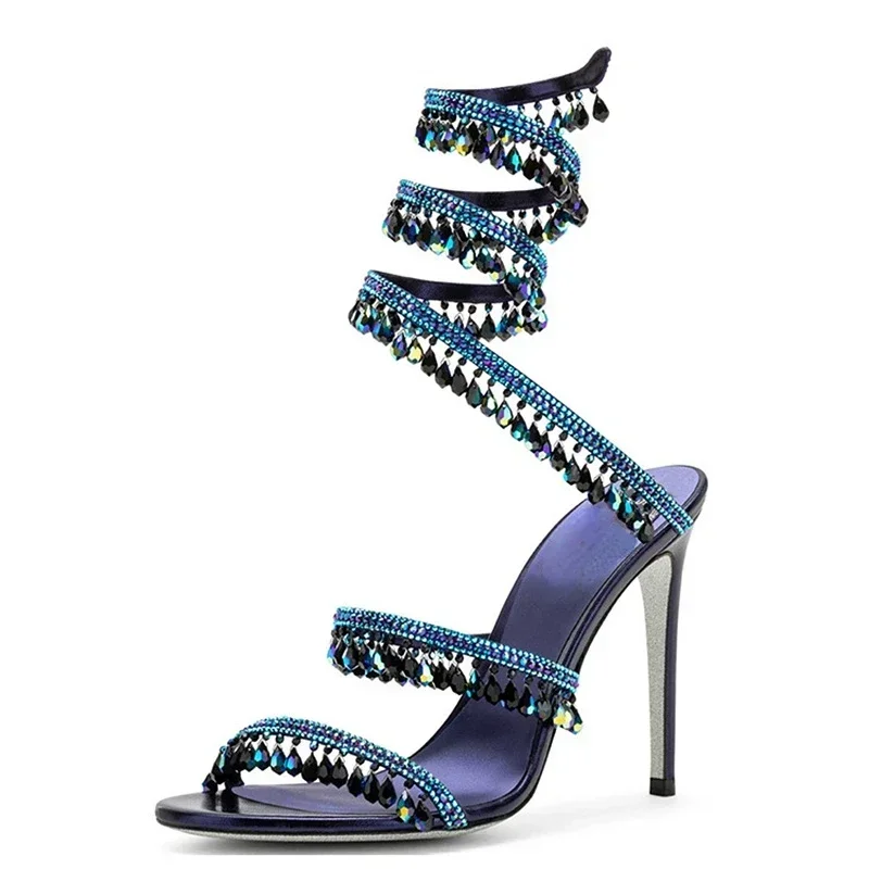 Women’s Crystal Serpentine High Heel Ankle Sandals