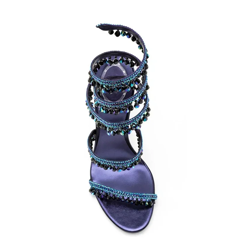 Women’s Crystal Serpentine High Heel Ankle Sandals