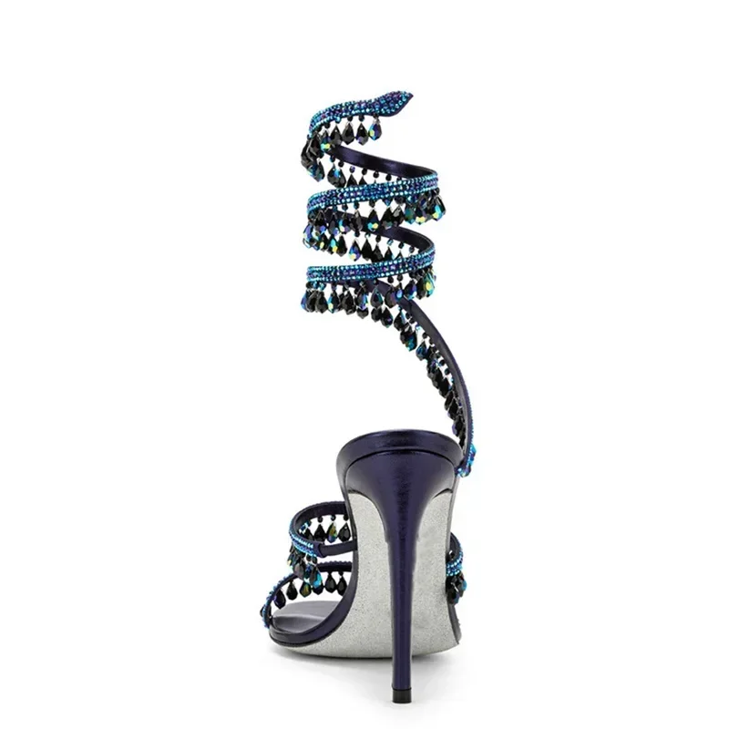 Women’s Crystal Serpentine High Heel Ankle Sandals