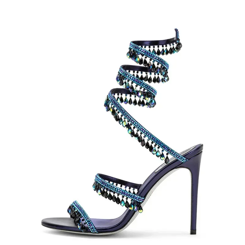 Women’s Crystal Serpentine High Heel Ankle Sandals