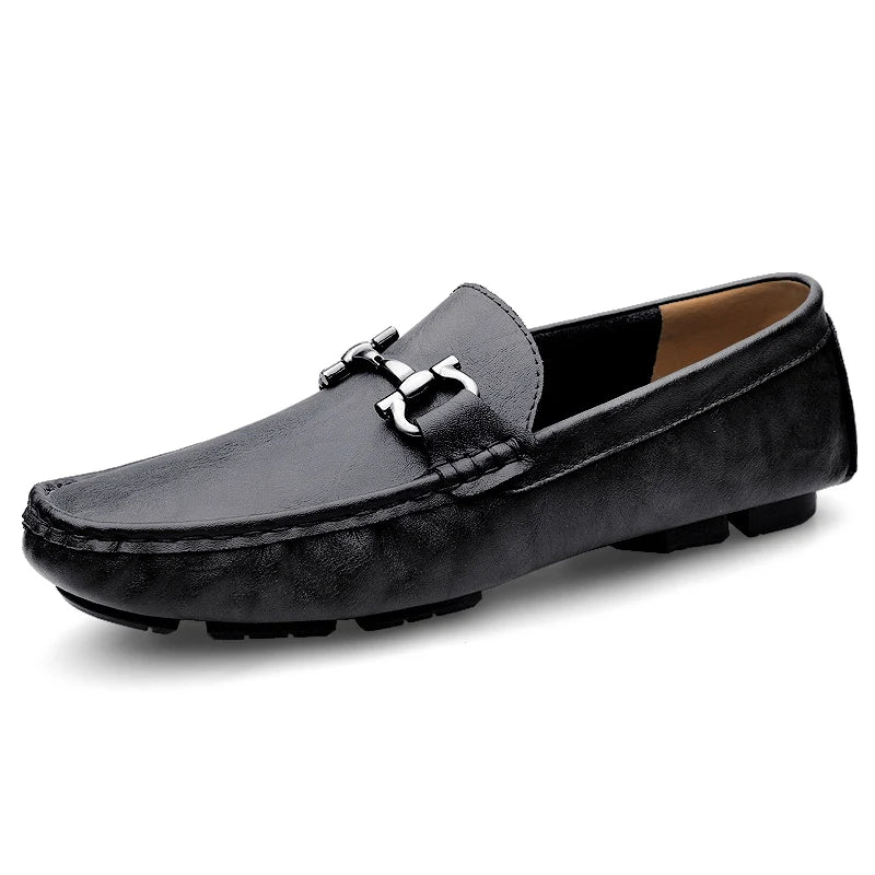 British Style Men's Genuine Leather Shoes - Casual Loafers