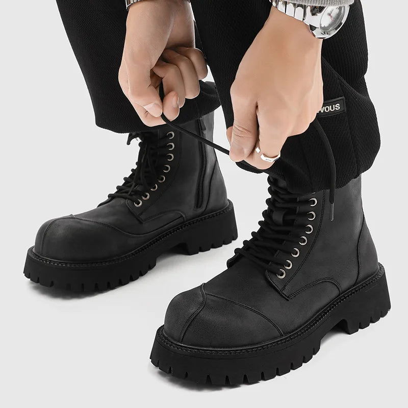 British Style Men's Leather Motorcycle Boots