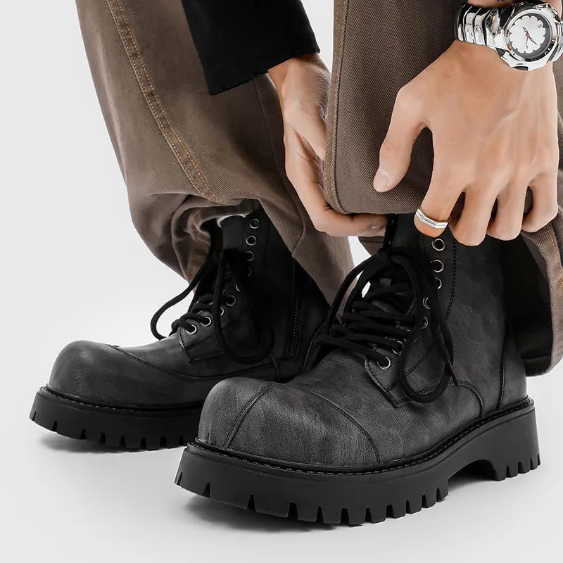 British Style Men's Leather Motorcycle Boots
