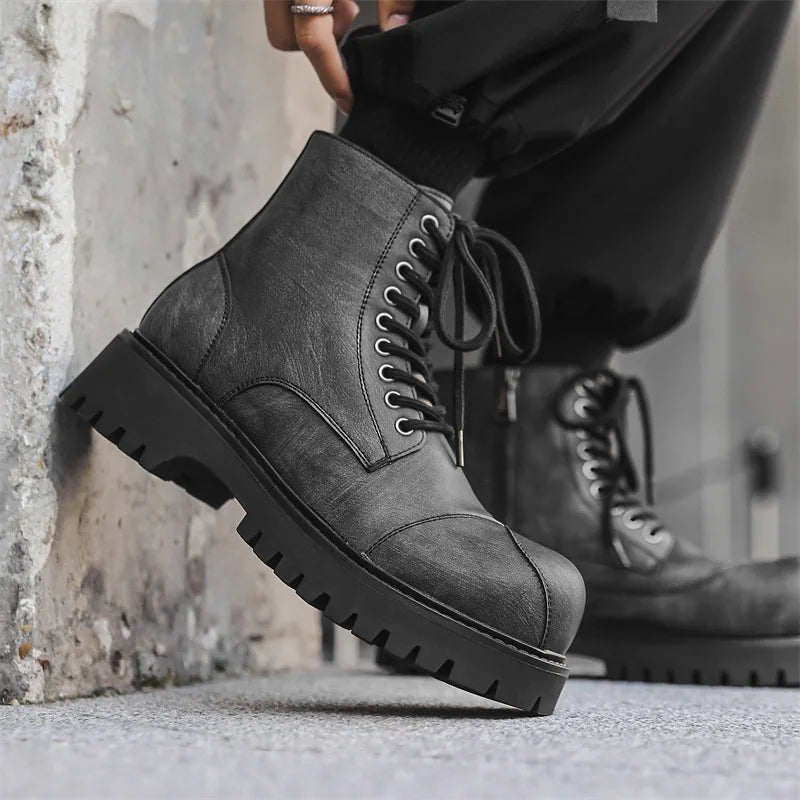 British Style Men's Leather Motorcycle Boots