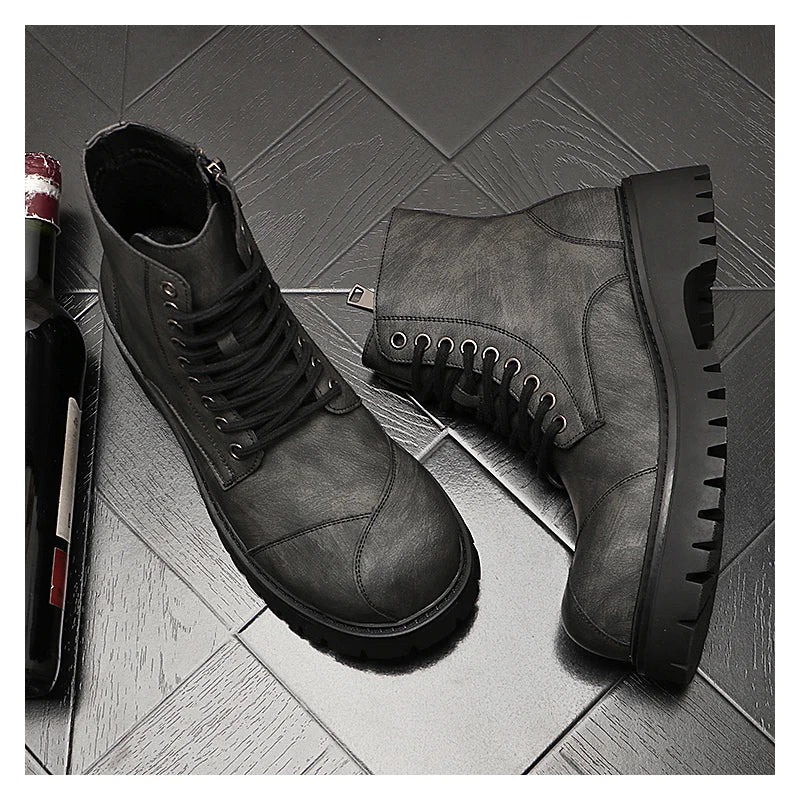 British Style Men's Leather Motorcycle Boots