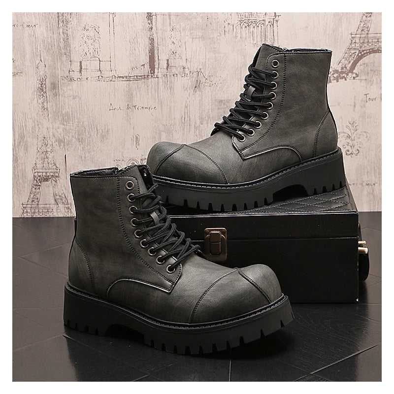 British Style Men's Leather Motorcycle Boots