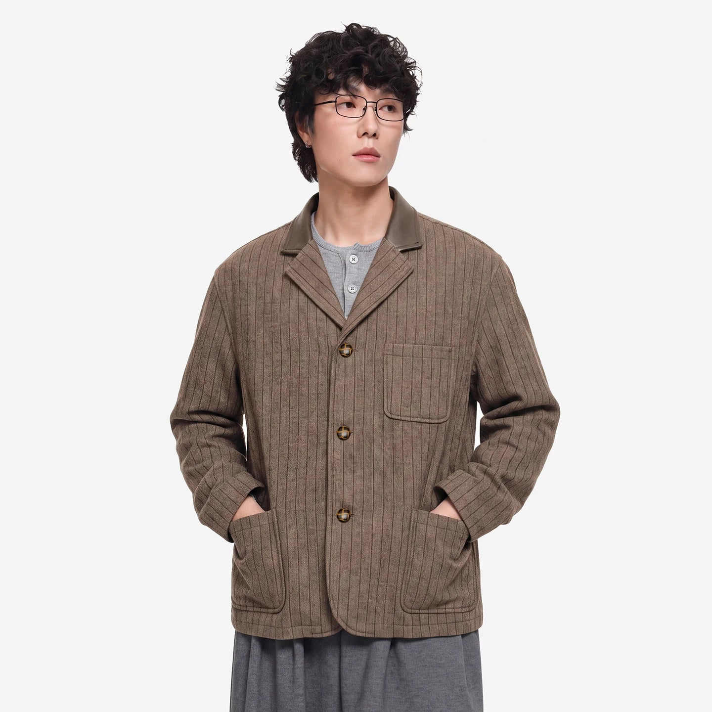 Men’s British Vintage Striped Blazer – Loose Casual Japanese Streetwear Suit Jacket