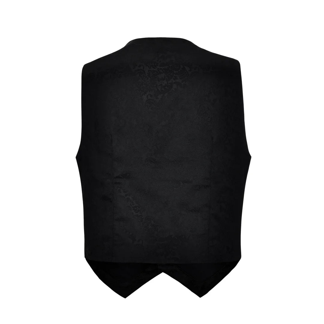 Mens Brown Brocade V Neck Button Sleeveless Medieval Gothic Waistcoat