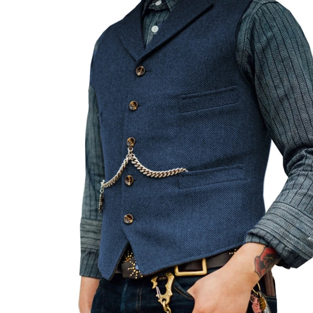 Men’s Brown Tweed Waistcoat – Slim Fit Wool Suit Vest